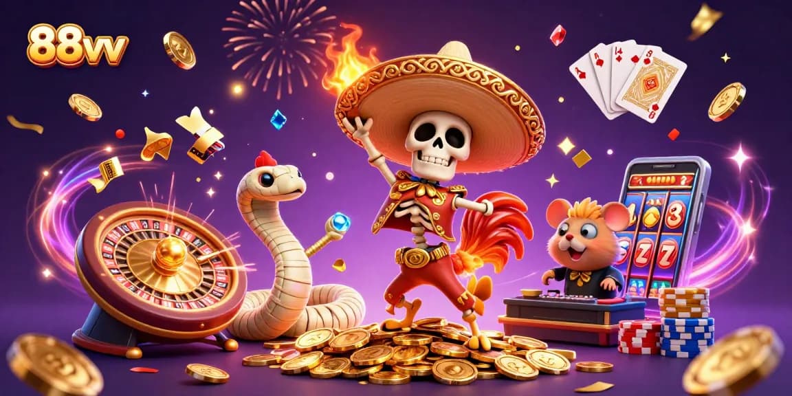 Experience the thrill of 88vv with vibrant casino scenes filled with golden coins and dynamic characters.