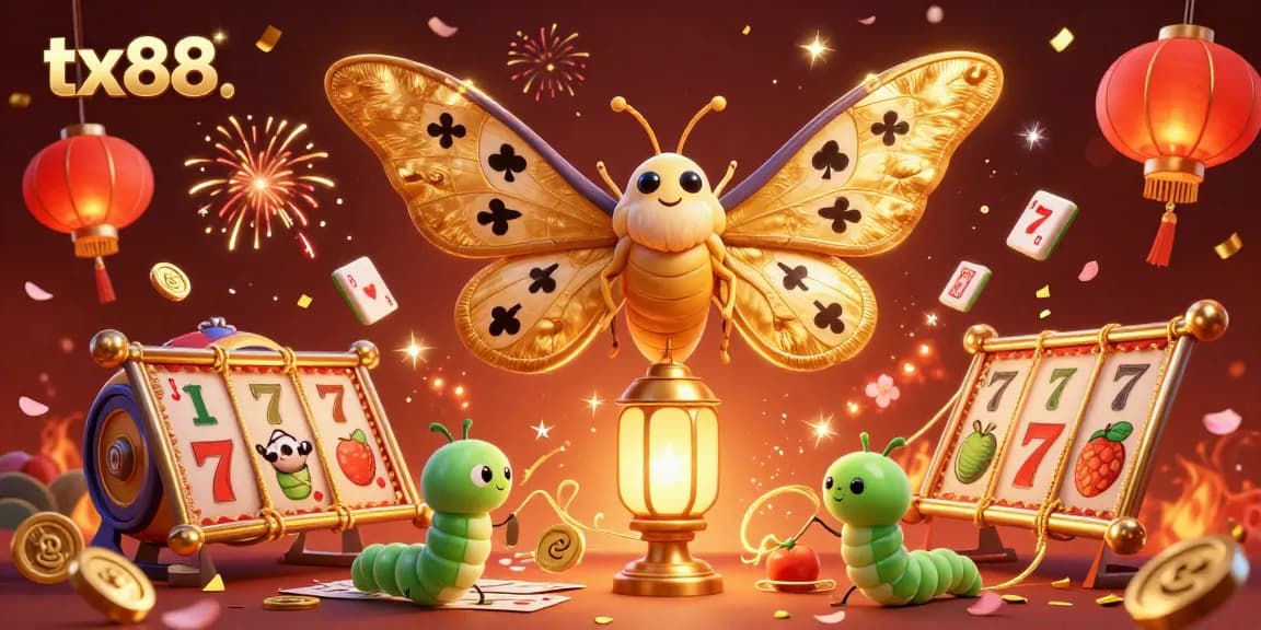 Experience exciting gaming action at tx88 with vibrant 3D casino scenes featuring slots and celebratory elements.