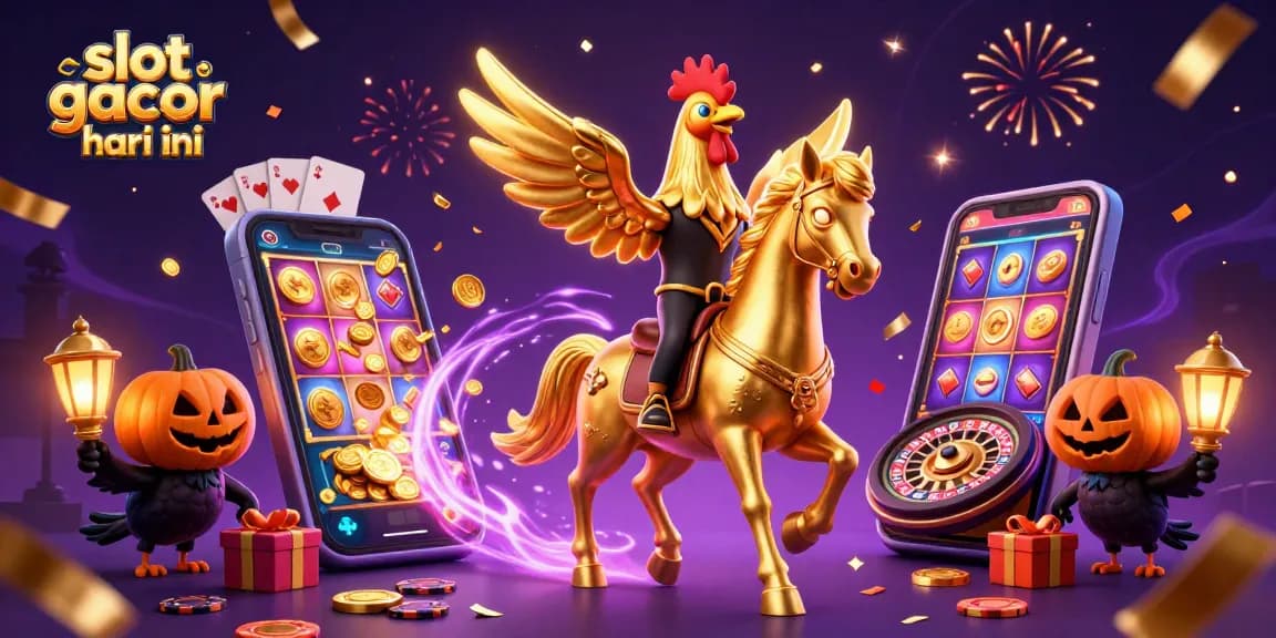 Experience winning with slot gacor hari ini, featuring whimsical characters and vibrant casino elements.