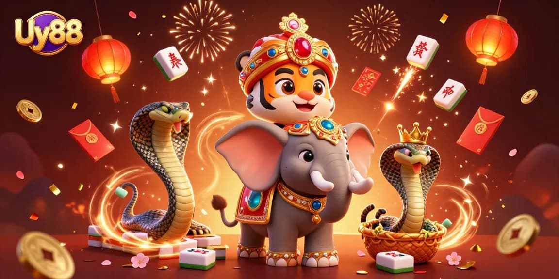 Engage in thrilling adventures with Uy88, exploring vibrant casino elements in a festive scene.