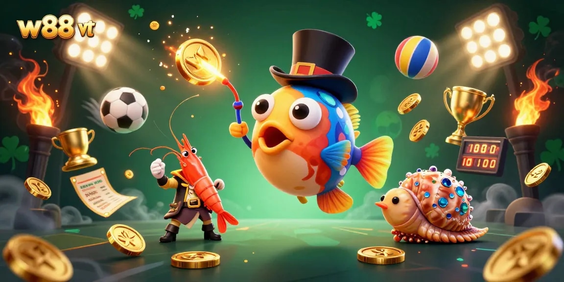 Cá cược thể thao tại w88 vt với cá anglerfish quý tộc, tôm hải tặc và ốc sên kho báu.