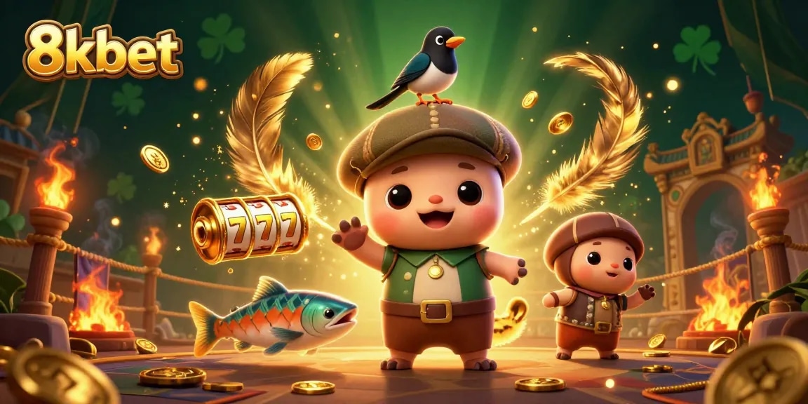 Engage with 8kbet's entertaining slot adventures featuring colorful characters and exciting game elements.