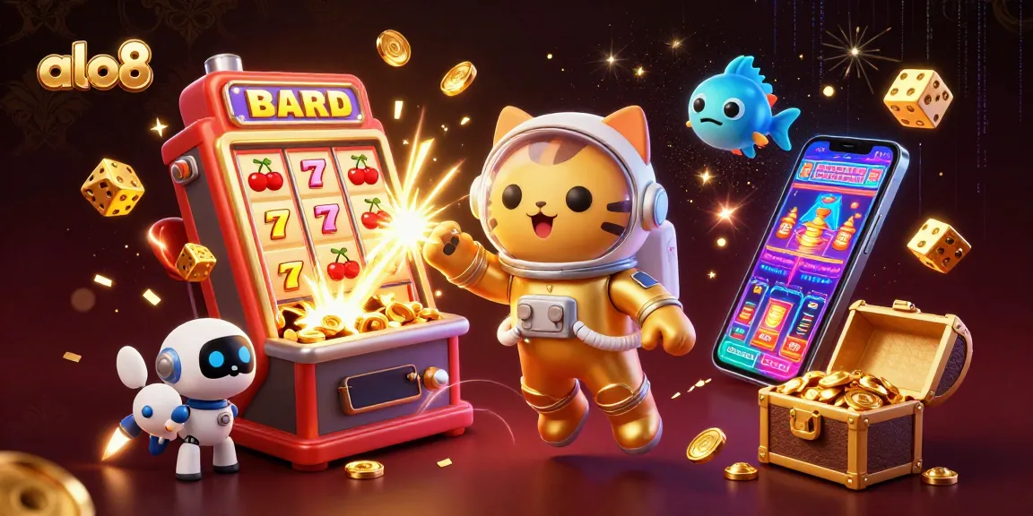 Experience the thrill of winning at alo8 with a colorful, dynamic casino-themed illustration.