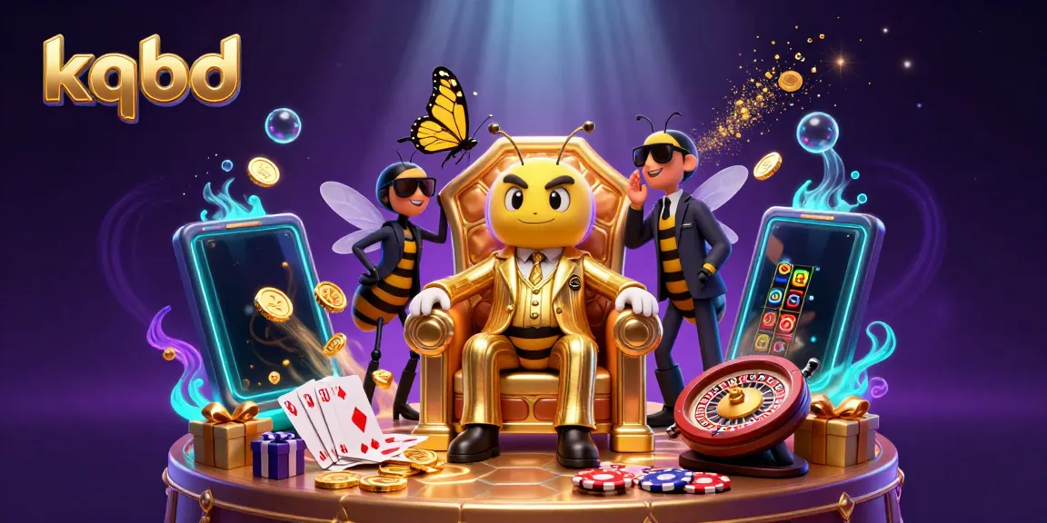 Engage with kqbd through a vibrant scene showcasing a lively bumblebee mob boss surrounded by gambling elements.