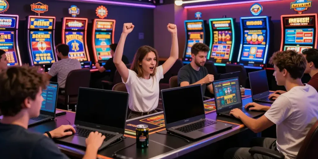 Dynamic gaming scene at https://red88.limited/ showcasing players enjoying online betting and promotions.