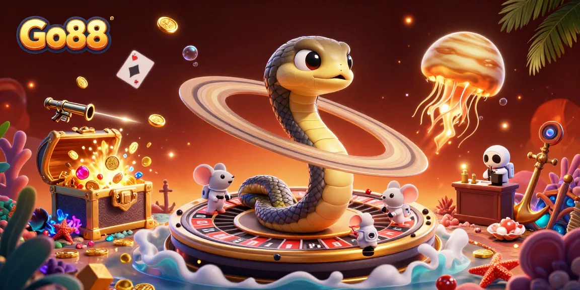 Place bets at Go88's thrilling casino universe featuring enchanting characters and glowing treasures.